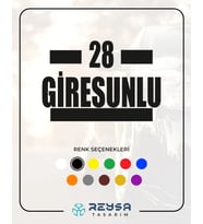 28 Giresunlu Araba Sticker siyah 16x9 CM (Siyah)