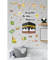 Kabe ve Renkli Ramazan Figürleri Cam Duvar Kapı Hoşgeldin Ramazan Sticker Seti Çocuk Bebek Odası