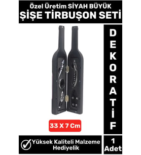 Özel Seri Yüksek Kaliteli Şarap Şişesi Tasarımlı Şarap Şişesi Açacağı SİYAH Şaraplık Tirbuşon Seti