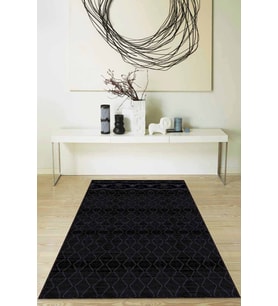 Siyah Sade Desensiz Kaymaz Tabanlı Dekoratif Halı RV189 - 100 x 160 cm