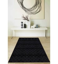 Siyah Sade Desensiz Kaymaz Tabanlı Dekoratif Halı RV189 - 100 x 160 cm