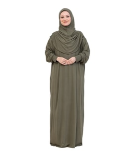 Tek Parça Namaz Elbisesi Seti, Viskon Yumuşak Tesettür Abaya, Rahat Hazır Şal Başörtüsü Takım