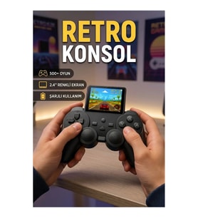 2.4 İnç Renkli Ekranlı Taşınabilir Retro El Oyun Konsolu – 500 Dahili Oyun