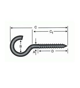 Açık Piton, Kanca, Çengel 22x130 - 100 Adet
