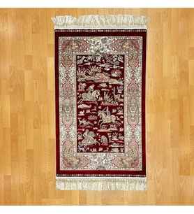 Şehname Motifli 120 X 180 CM İpek Halı Bordo
