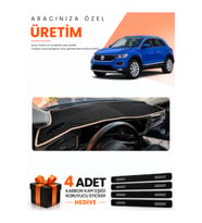 VOLKSWAGEN T-ROC (2017-2023) Uyumlu Torpido Koruma Örtüsü Oto Kılıfı - Siyah Bej