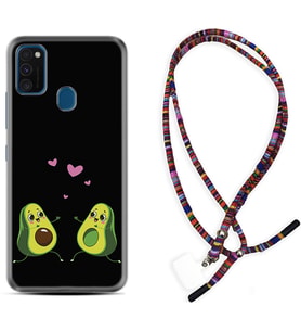 Samsung M21 M22 M23 M30 M31S M32 Kılıf Boyun Asklı Rasta Silikon Aşık Avokadolar 1642