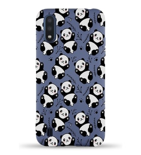Samsung Galaxy A01 Uyumlu Lansman Kılıf Panda Tasarımlı İçi Kadife Kapak-Petrol Mavisi (Şeffaf)