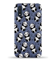 Samsung Galaxy A01 Uyumlu Lansman Kılıf Panda Tasarımlı İçi Kadife Kapak-Petrol Mavisi (Şeffaf)