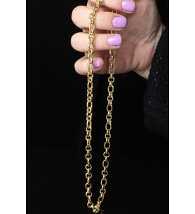 Kalın Zincir Yuvarlak Model Oval 925 Ayar Gümüş Kolye (Gold)