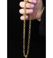 Kalın Zincir Yuvarlak Model Oval 925 Ayar Gümüş Kolye (Gold)
