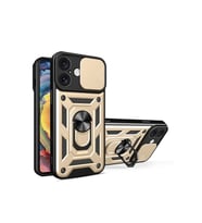 Newface Apple iPhone 16 Kılıf Pars Lens Yüzüklü Silikon - Gold
