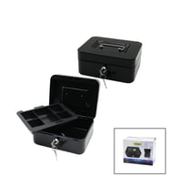 ANAHTARLI KÜÇÜK METAL PARA -DEĞERLİ EŞYA KUTUSU 2KAT=TEK+6 BÖLME TAŞIMA KULP - 15.2X11.8X8CM (5343)