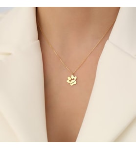 Kişiye Özel 925 Ayar Gümüş Minimal Pati İsim Kolye (Gold)