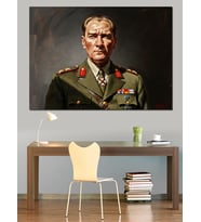 Mareşal Mustafa Kemal Atatürk Portresi Dekoratif Kanvas - Mdf Ahşap Tablo