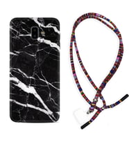 Samsung J6 Plus J7 Prime J7 Pro M20 Kılıf Boyun Asklı Rasta Silikon Siyah Şerit Mermer 1318