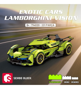 Sembo Block Lamborghini Vision Yapı Bloğu Seti 231 Parça (Yeşil)