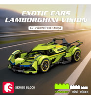 Sembo Block Lamborghini Vision Yapı Bloğu Seti 231 Parça (Yeşil)