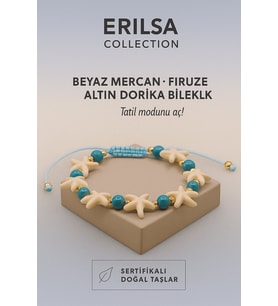 Sertifikalı Deniz Yıldızı Beyaz Mercan Dorika Firuze Taşı Bileklik Tatil Modunu Aç Enerjini Yenile (Çok Renkli)