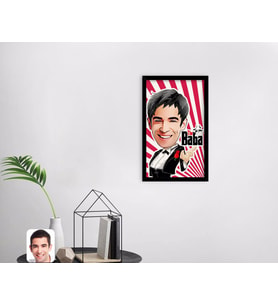 BK Gift Kişiye Özel Godfather Baba Karikatürlü Dekoratif Ahşap Siyah Çerçeveli Tablo-3