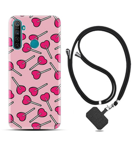 Realme 5i 5 Pro 6i 7 Pro 8 Kılıf Boyun Askılı Silikon Heart Lollipop 1414