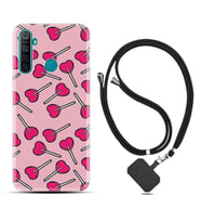 Realme 5i 5 Pro 6i 7 Pro 8 Kılıf Boyun Askılı Silikon Heart Lollipop 1414