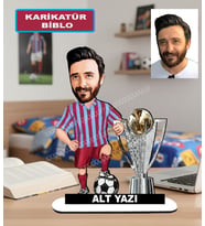 KİŞİYE ÖZEL KARİKATÜR BORDO MAVİ TARAFTAR TASARIMLI ERKEK BİBLO