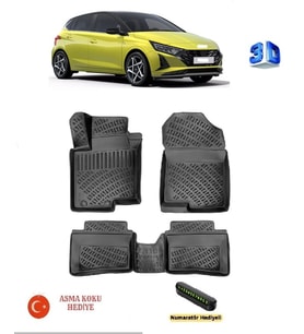 Rizline Hyundai i20 2020 Sonrası Uyumlu 3D Havuzlu Paspas ASMA KOKU VE NUMARATÖR HEDİYELİ