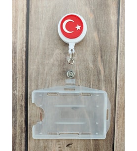 Türk Bayrağı Silikon Yoyo Yaka Kartlığı Yatay Dikey Kart Koruyucu