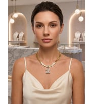 Premium Gold Renk 316L Çelik Z Harf Model Parlak ve Şık Taşlı VIP Seri Kolye (45cm)