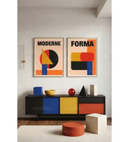 Geometrik Modernizm 2'li Ahşap Çerçeveli Tablo Seti