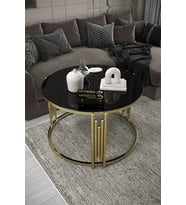 Piyano Orta Sehpa Gold Kaplama Siyah Ayna