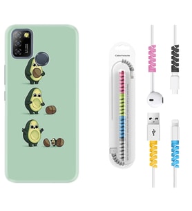 INFINIX Smart 4 5 6 Zero 8 S5 Pro Kılıf Kablo Koruma Spiral Silikon Avokadolar1352