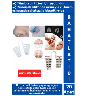 Konforlu Horlama Azaltıcı Rahat Nefes Alıp Verme Uyku Horlama Önleyici Burun Delik Aparatı 20 Adet