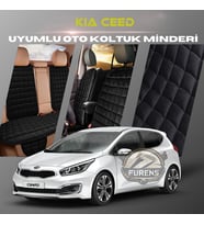 Kia Ceed Siyah Renk Tay Tüyü Cepli & Terletmez Sırtlı Oto Koltuk Minder Seti - Koltuk Koruma Kılıfı (ÖN & ARKA TAM SET)