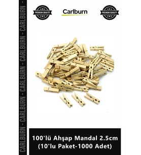 Özel Üretim Dekoratif Naturel Hobi Küçük Mini 100'lü Ahşap Mandal 25cm 10'lu Paket1000 Adet