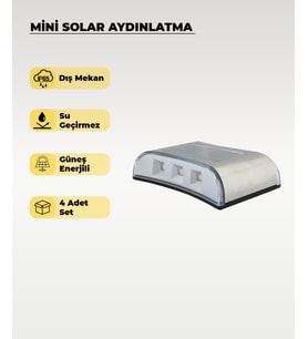 Mini Oval Solar Aplik Gün Işığı - 4 Adet (Siyah)