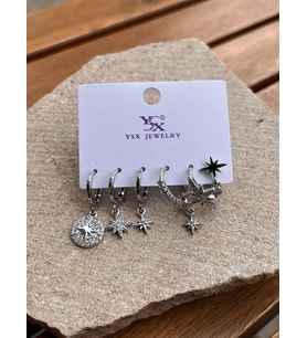 YSX Jewelry Gümüş Kuzey Yıldız Altılı Küpe Seti