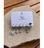 YSX Jewelry Gümüş Kuzey Yıldız Altılı Küpe Seti