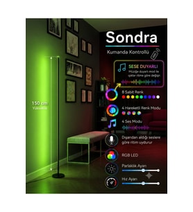 Sondra -Sese ve Müziğe Duyarlı - Kumandalı -Oda Aydınlatma Sistemi Full Rgb- Çok Özellik 150 cm