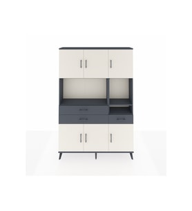 Arges Dolap 9 Raflı 3 Çekmeceli 6 Kapaklı 132x30x195 Antrasit-Aytaşı/Antrasit
