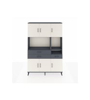 Arges Dolap 9 Raflı 3 Çekmeceli 6 Kapaklı 132x30x195 Antrasit-Aytaşı/Antrasit