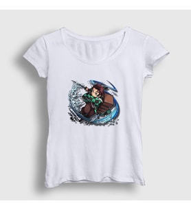 Presmono Kadın Beyaz Water Tanjiro Kamado Anime Demon Slayer Kimetsu No Yaiba T-Shirt 307961tt