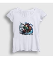 Presmono Kadın Beyaz Water Tanjiro Kamado Anime Demon Slayer Kimetsu No Yaiba T-Shirt 307961tt