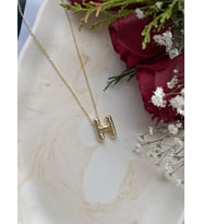 Unisex Gold Balon H Harf Hediye Kolye