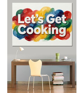 Let'S Get Cooking Renkli Yazı Dekoratif Kanvas - Mdf Ahşap Tablo