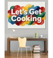 Let'S Get Cooking Renkli Yazı Dekoratif Kanvas - Mdf Ahşap Tablo