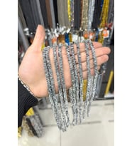 Hematit Taşı Dalgalı Rondela Kesim Parlak Gümüş 6x1mm Doğal Taş Dizi