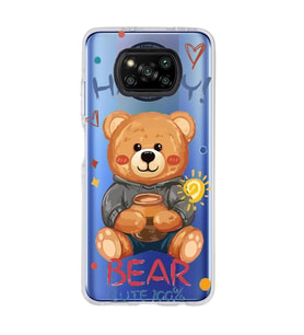 Poco X3 Pro / X3 NFC Uyumlu Happy Bear Tasarımlı Şeffaf Telefon Kılıfı