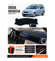 SKODA ROOMSTAR (2006-2015) Uyumlu Torpido Örtüsü Torpido Kılıfı - Siyah Mavi